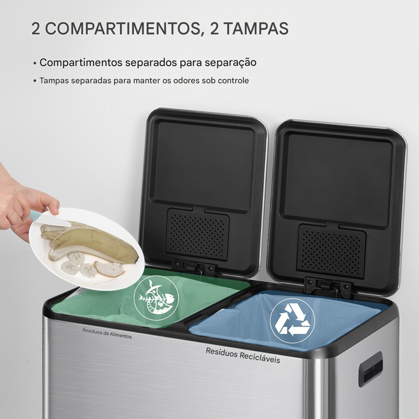 Lixeira dupla em aço inox