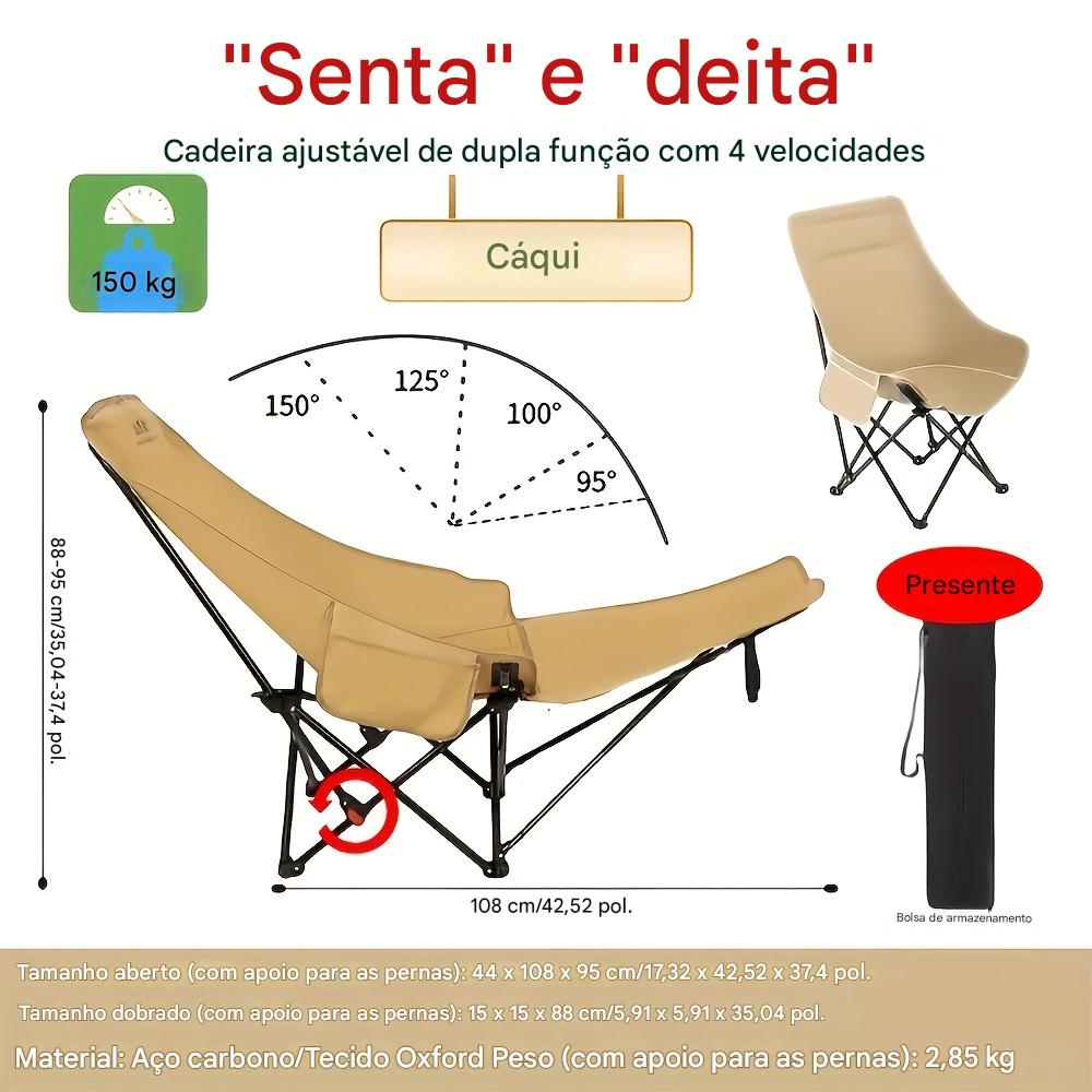 Cadeira Moon Dobrável Ajustável Portátil