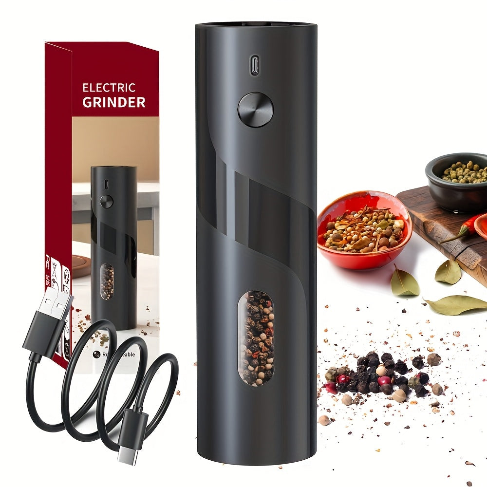 One-Pack and Two-Pack Electric Rechargeable Pepper Grinder Set with Top-Fill Automatic Grinder, Adjustable Coarseness, Large Capacity Easy Load, LED Light for Home Kitchen