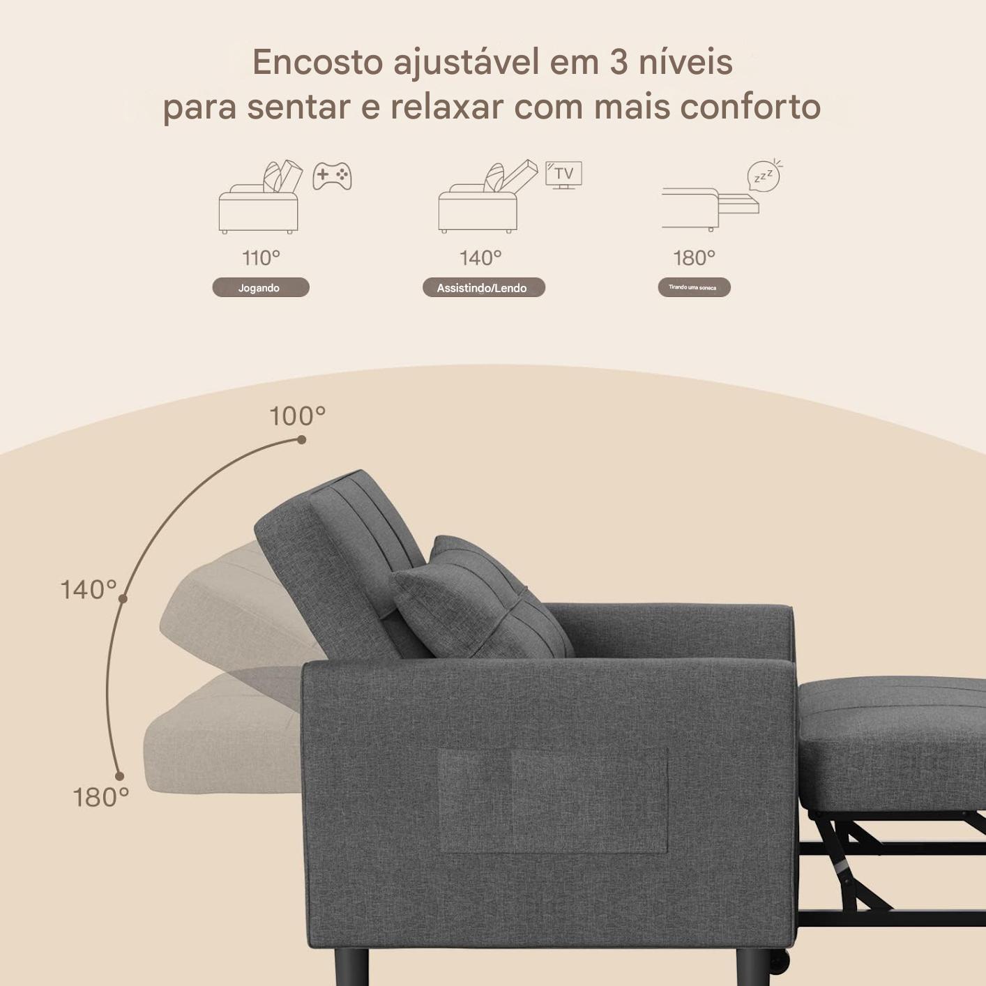 Cadeira cama multifuncional 3 em 1