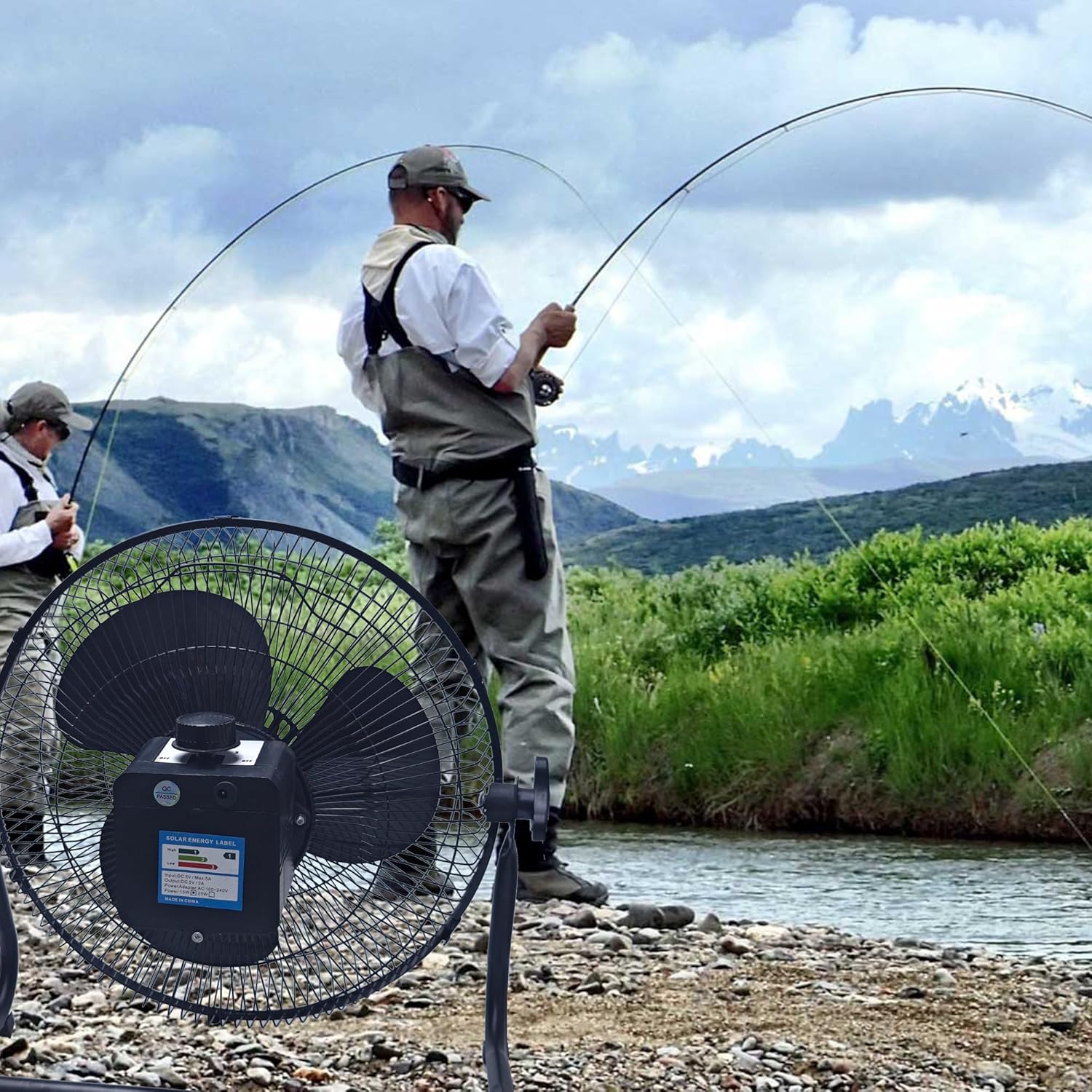 🌞 Ventilador Oscilante Solar Recarregável 16”
