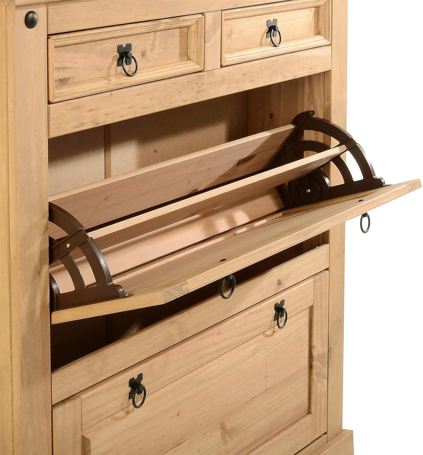 IDIMEX Sapateira Madeira 2 Portas Basculantes 2 Gavetas 16 Pares