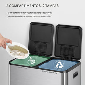Lixeira dupla em aço inox