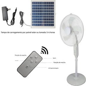 🌞 Ventilador Oscilante Solar Recarregável 16”