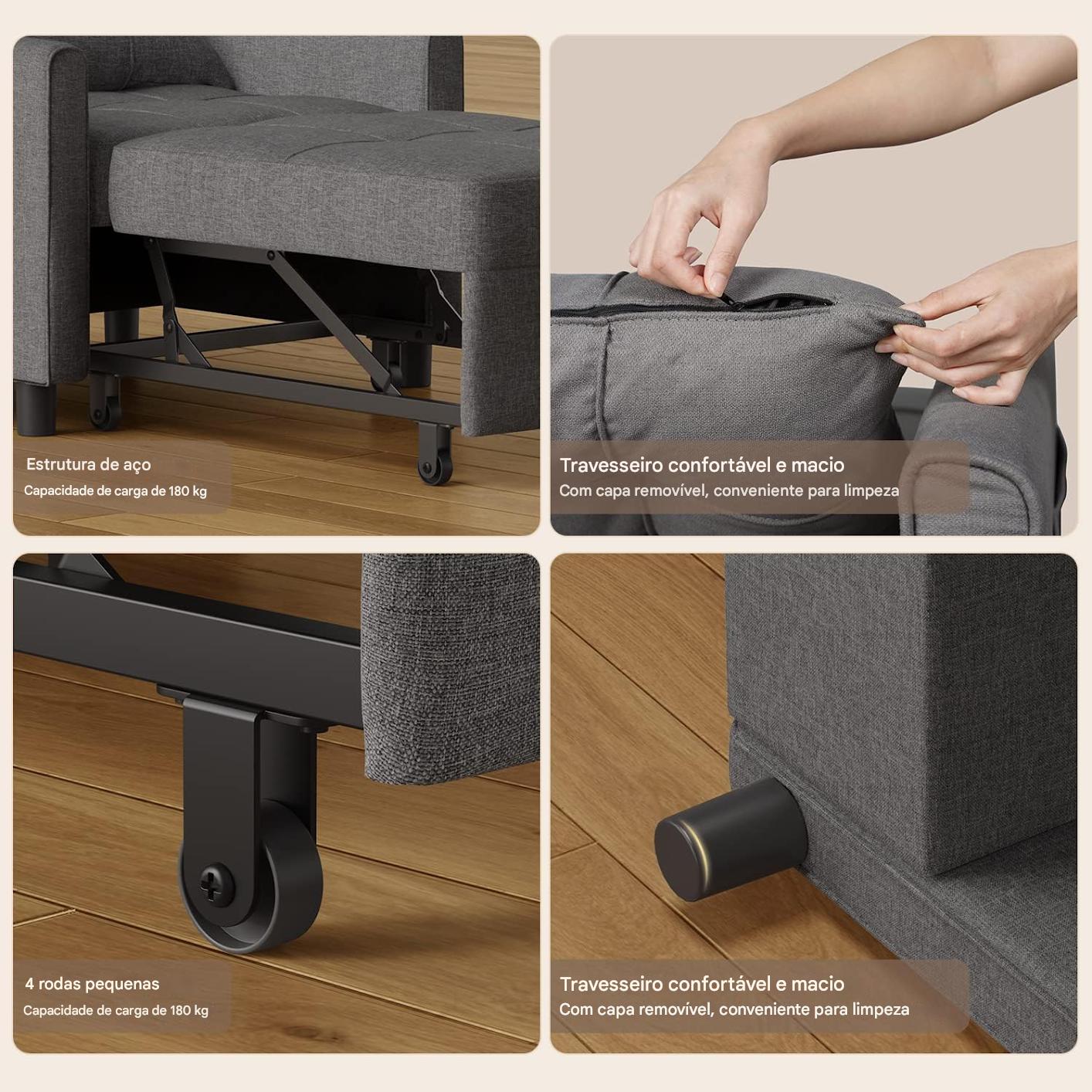 Cadeira cama multifuncional 3 em 1