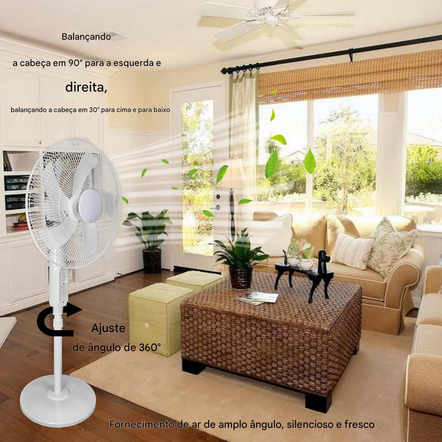 🌞 Ventilador Oscilante Solar Recarregável 16”