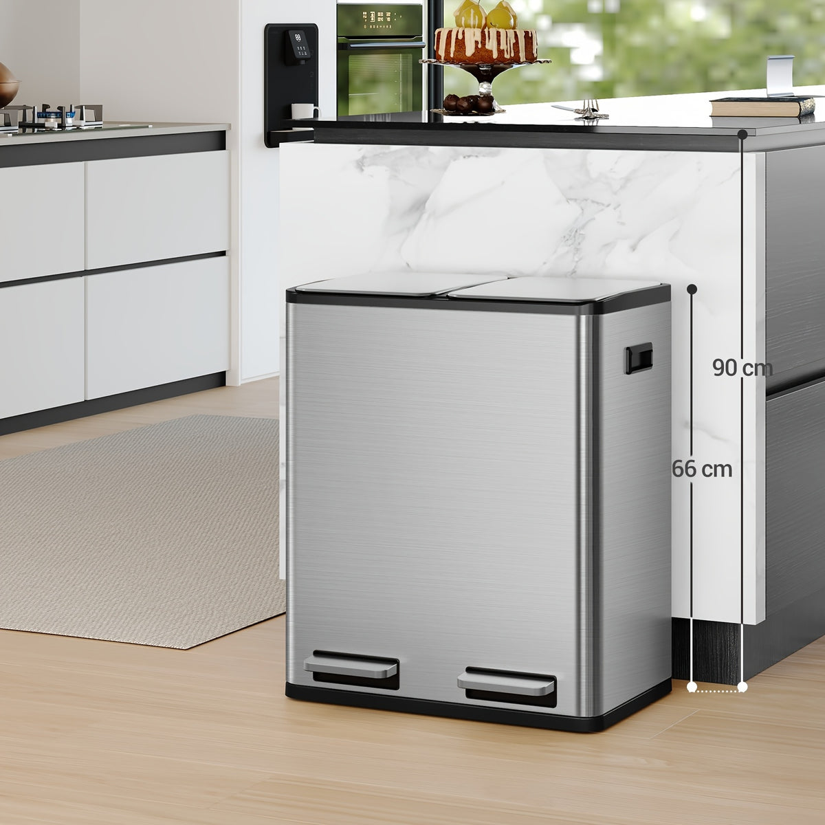 Lixeira dupla em aço inox